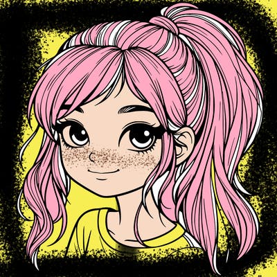 realistic girl with ponytail