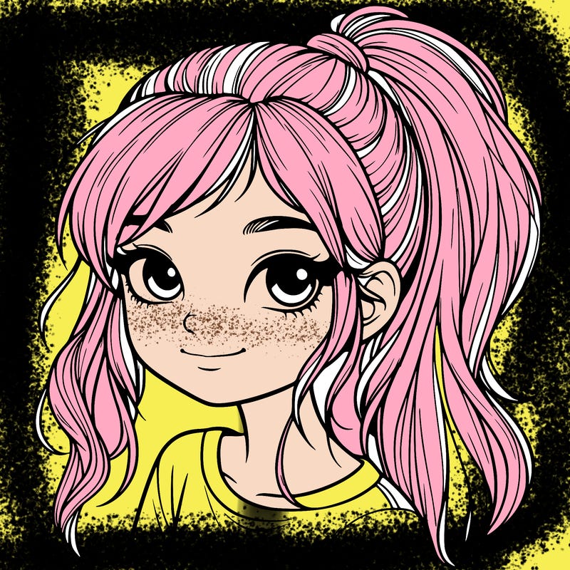 realistic girl with ponytail