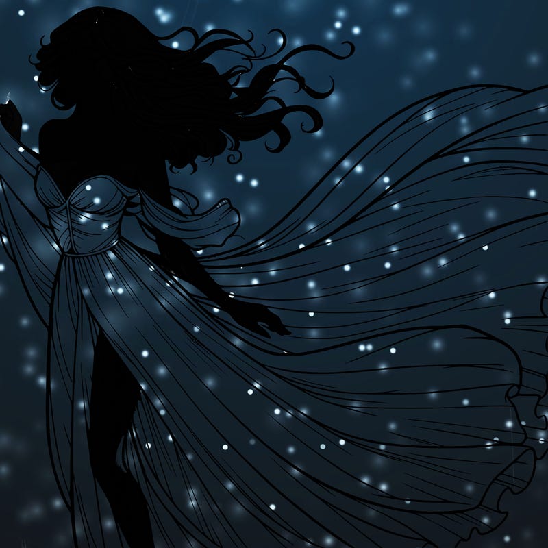 realistic woman in dress flowing the the wind