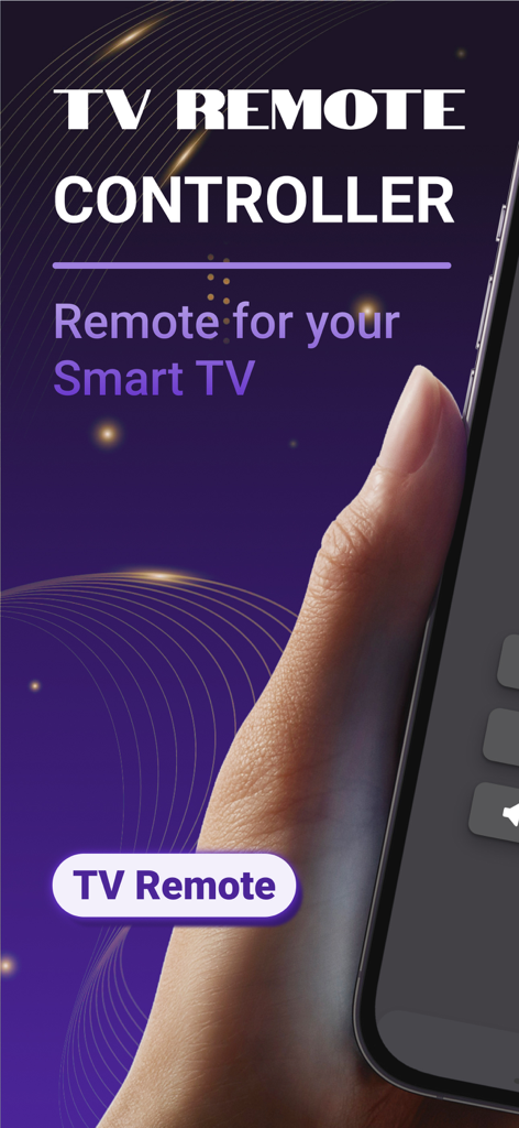 Remote for Roku TV App - Uma mão segurando um smartphone apresentando o aplicativo de controle remoto da TV Roku