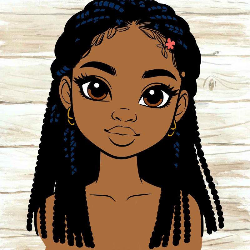 a realistic black girl with braids