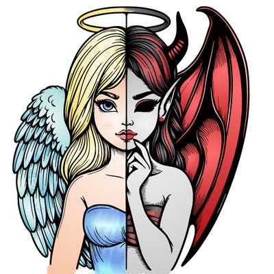 realistic angel half demon