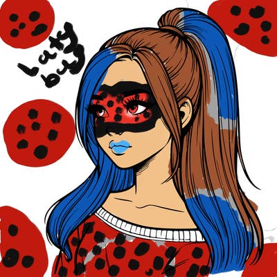 realistic girl with a high ponytail