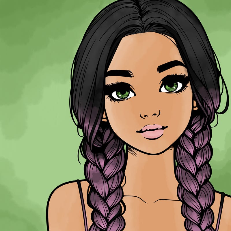 realistic girl with braids