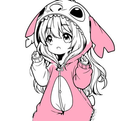 anime girl in a stitch onsie