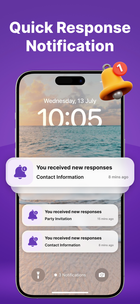 GForm Builder® ~ Google Form - Notificaciones de la aplicación GForm Builder para nuevas respuestas de formularios en la pantalla de bloqueo de un iPhone