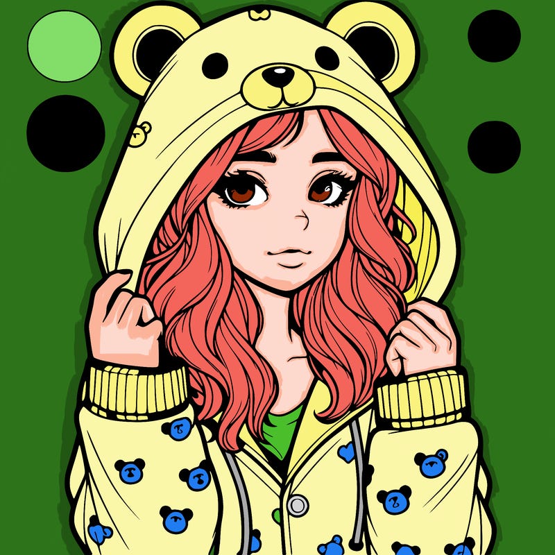 realistic girl in a animal pjs hoodie