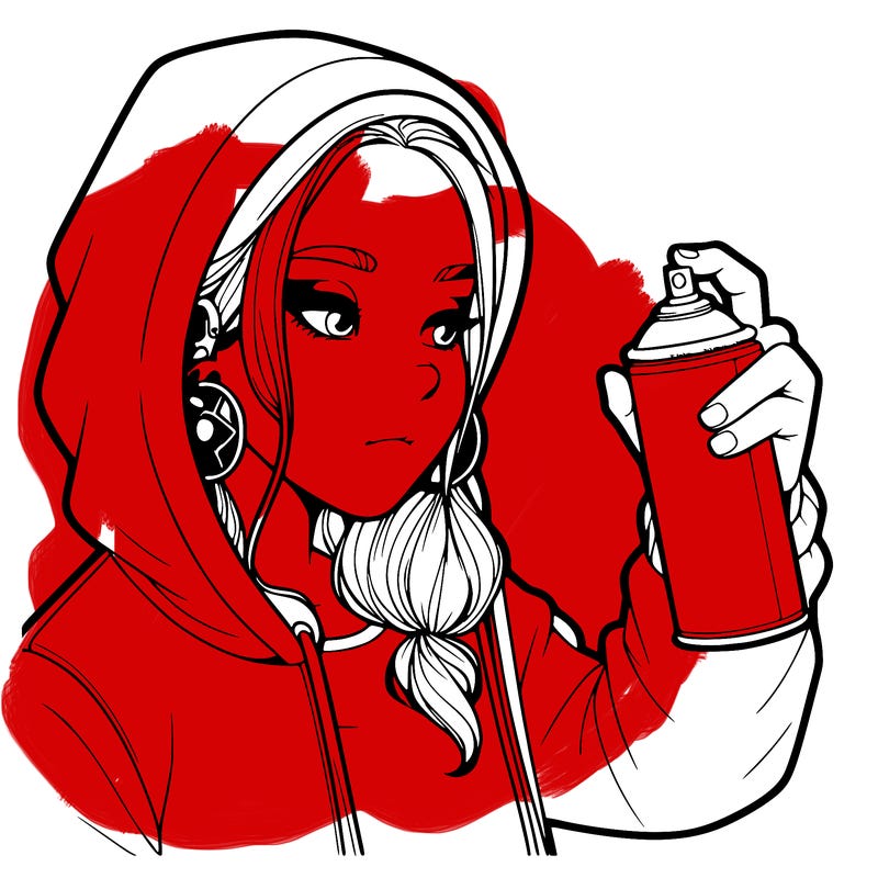 a realistic girl, spray painting