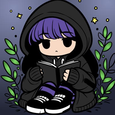 girl in oversized hoodie reading a book