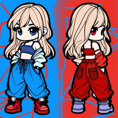 girl in crop top and baggy pants