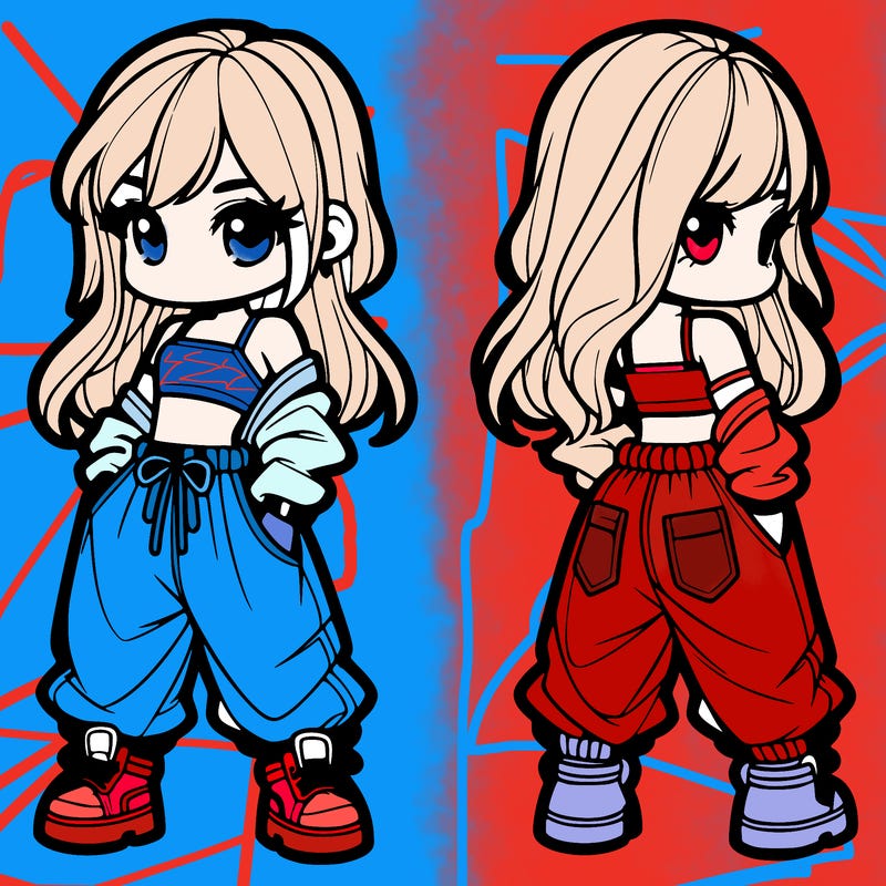 girl in crop top and baggy pants