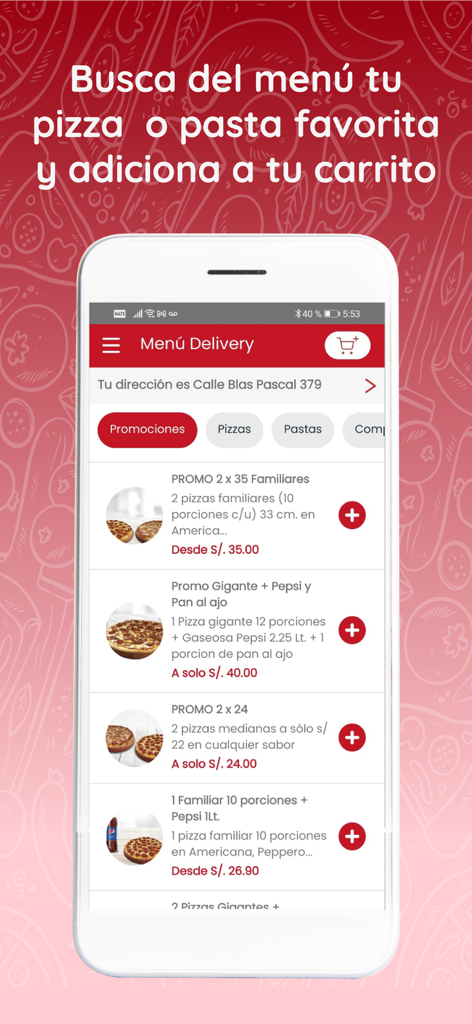 Pizza Raul - Pizza Raul mobile app interface displaying pizza promotions and delivery menu.