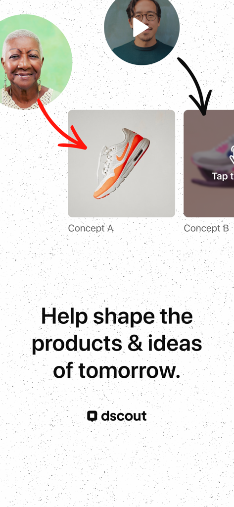dscout - User feedback interface for dscout app showing people shaping product concepts.