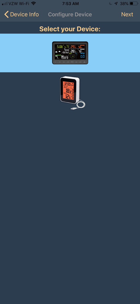 awnet - awnetアプリ内で設定するAmbient Weatherステーションコンソールを選択するためのインターフェース。