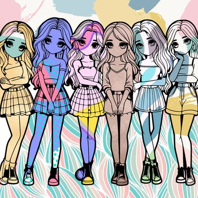 a group of girls realistic