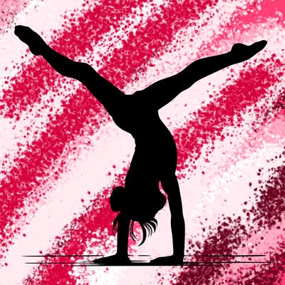 realistic gymnastic hand stand girl in four splits