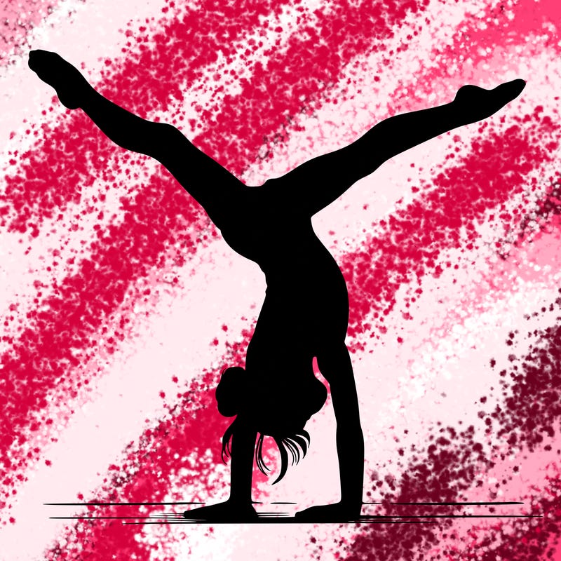 realistic gymnastic hand stand girl in four splits