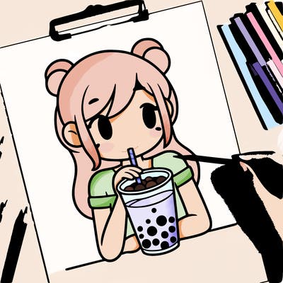 girl drinking boba