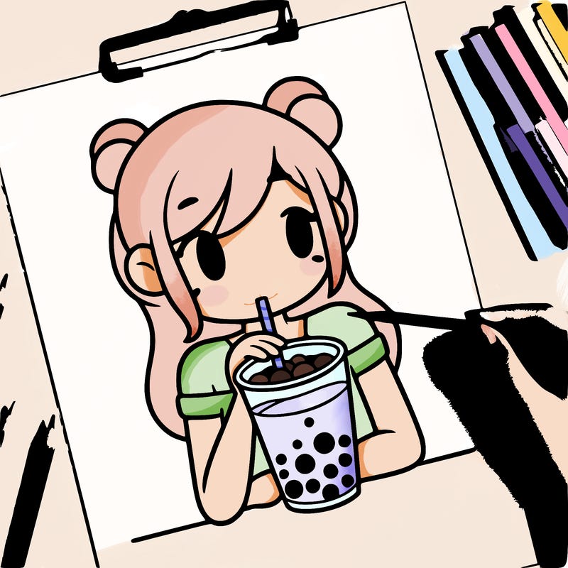 girl drinking boba