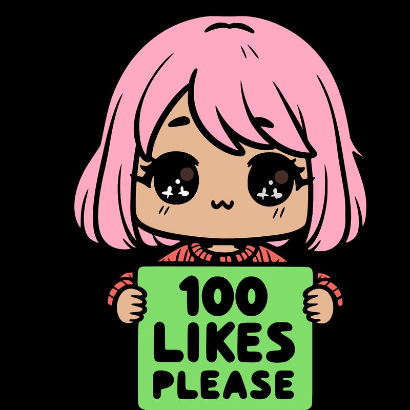 cute girl holding a sign saying 100 likes please