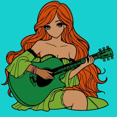 beautiful girl playing the guitar