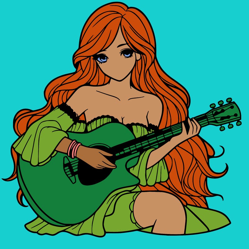 beautiful girl playing the guitar