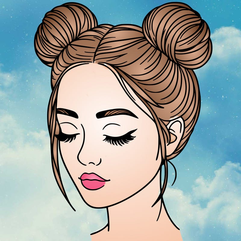 woman with hair buns