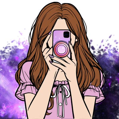 a realistic girl holding her phone taking pictures