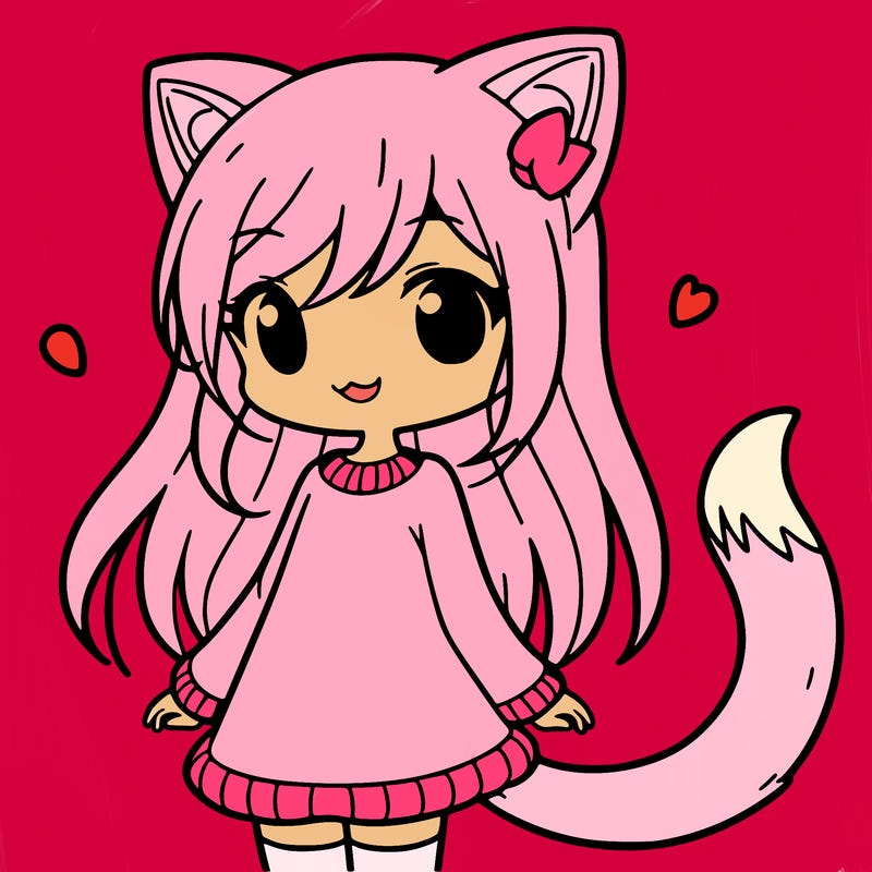 girl with cat ears and tail