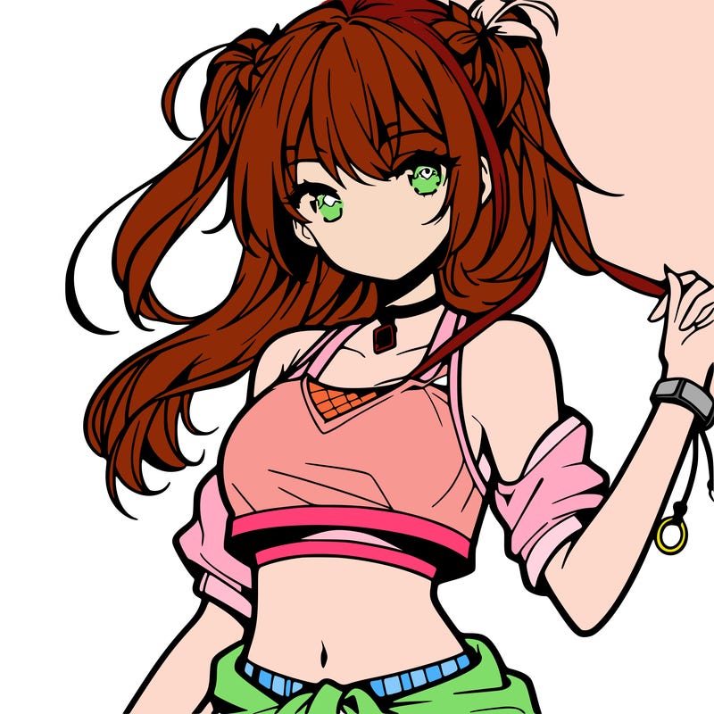 anime girl with crop top