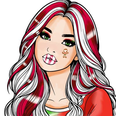 realistic girl with hair on her hair and lips