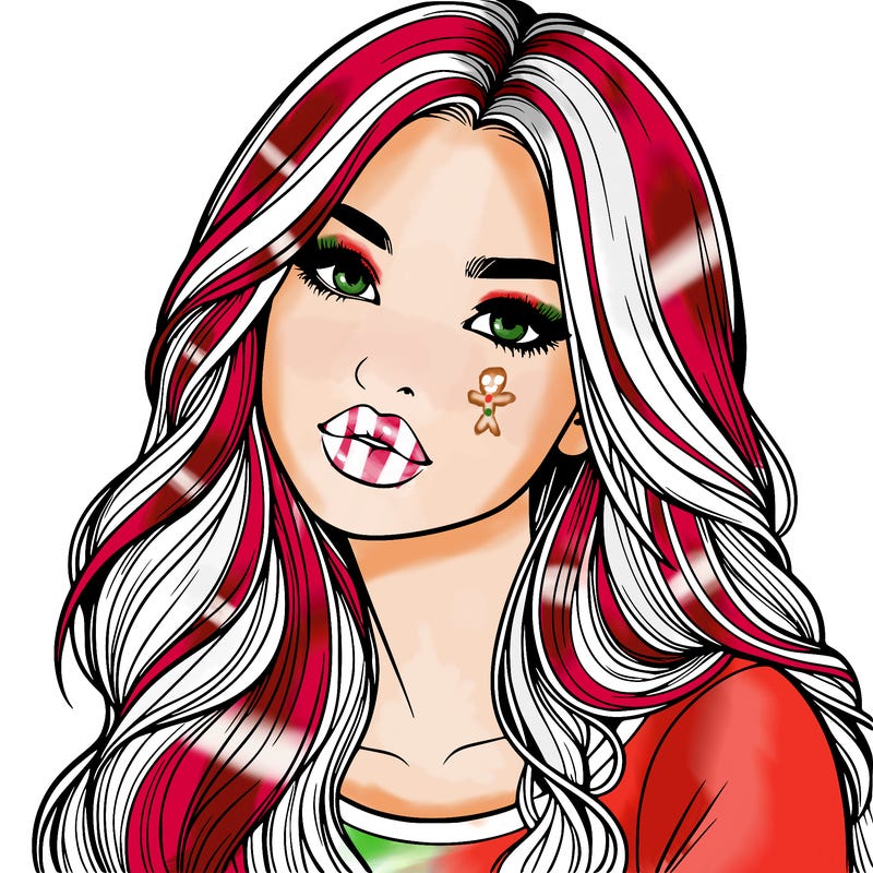 realistic girl with hair on her hair and lips