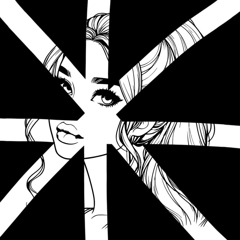 realistic girl with a ponytail on her hair and lips