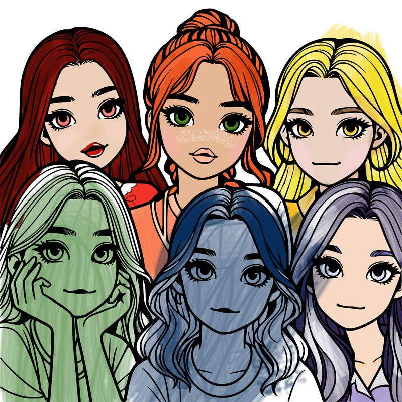 a group of girls realistic