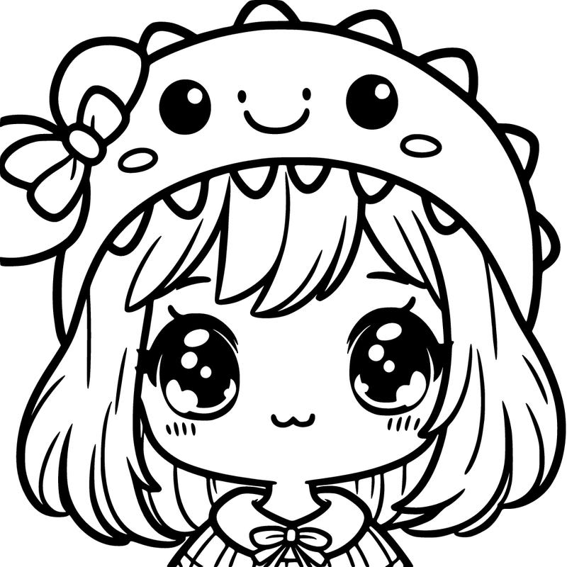 girl with cute dinosaur hat