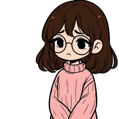 sad girl with glasses in a sweater