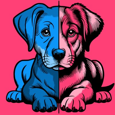 realistic dog split picture