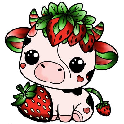 cute strawberry cow
