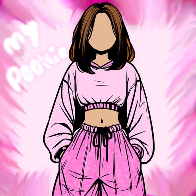 realistic girl faceless with baggy pants and a crop top