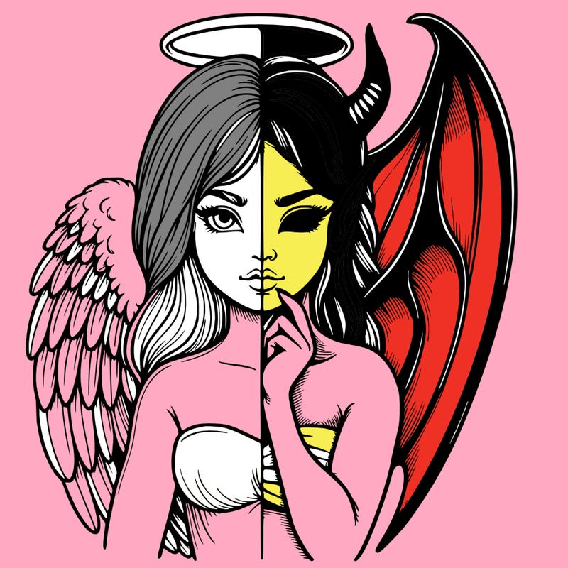 realistic angel half demon