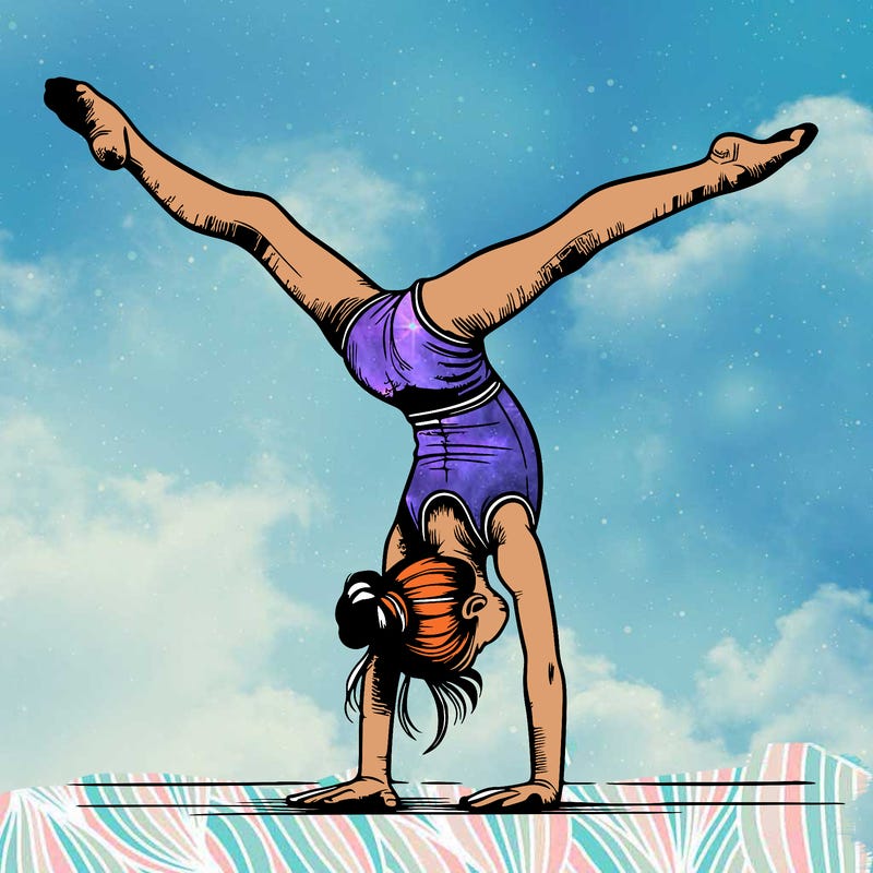 realistic gymnastic hand stand girl in four splits