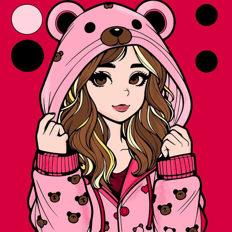 realistic girl in a animal pjs hoodie