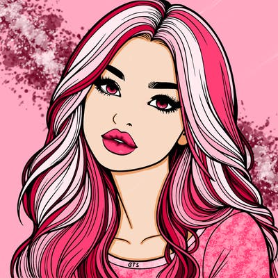 realistic girl with hair on her hair and lips