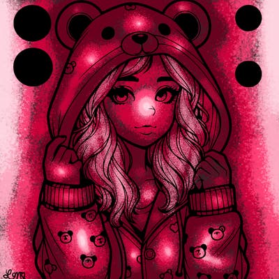 realistic girl in a animal pjs hoodie