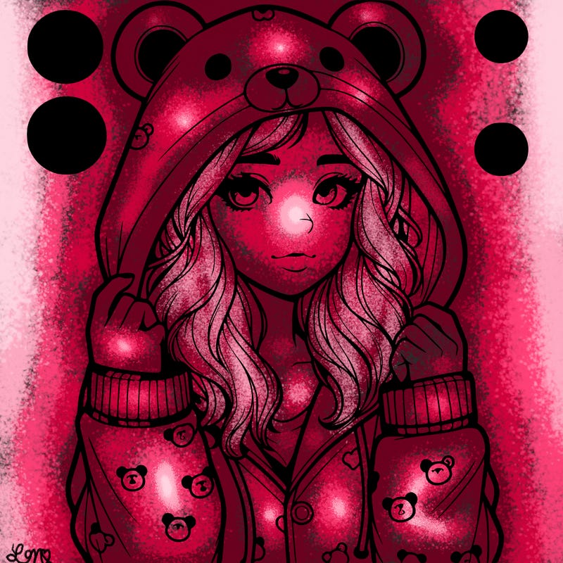 realistic girl in a animal pjs hoodie