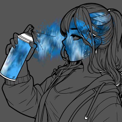 a realistic girl spray, painting