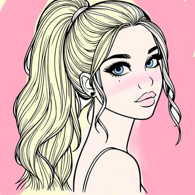 realistic pretty girl with high pony tail