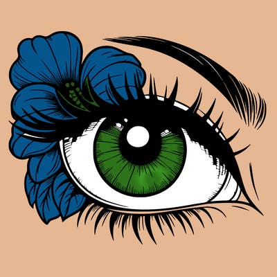 realistic eye with flower