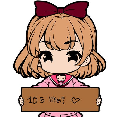 cute anime girl holding a sign