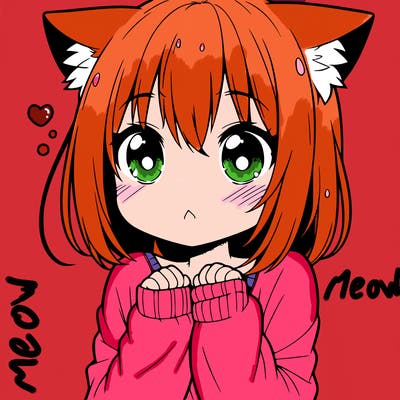 shy anime catgirl